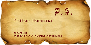 Priher Hermina névjegykártya